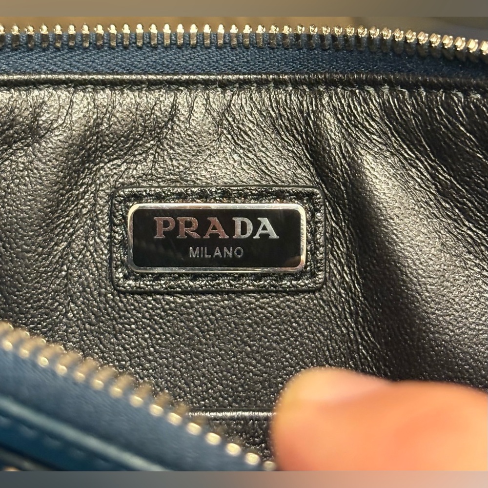 NWOT Prada Saffiano Leather Zip Pouch Clutch / Document Holder 11x7” Cobalt Blue - Picture 9 of 11